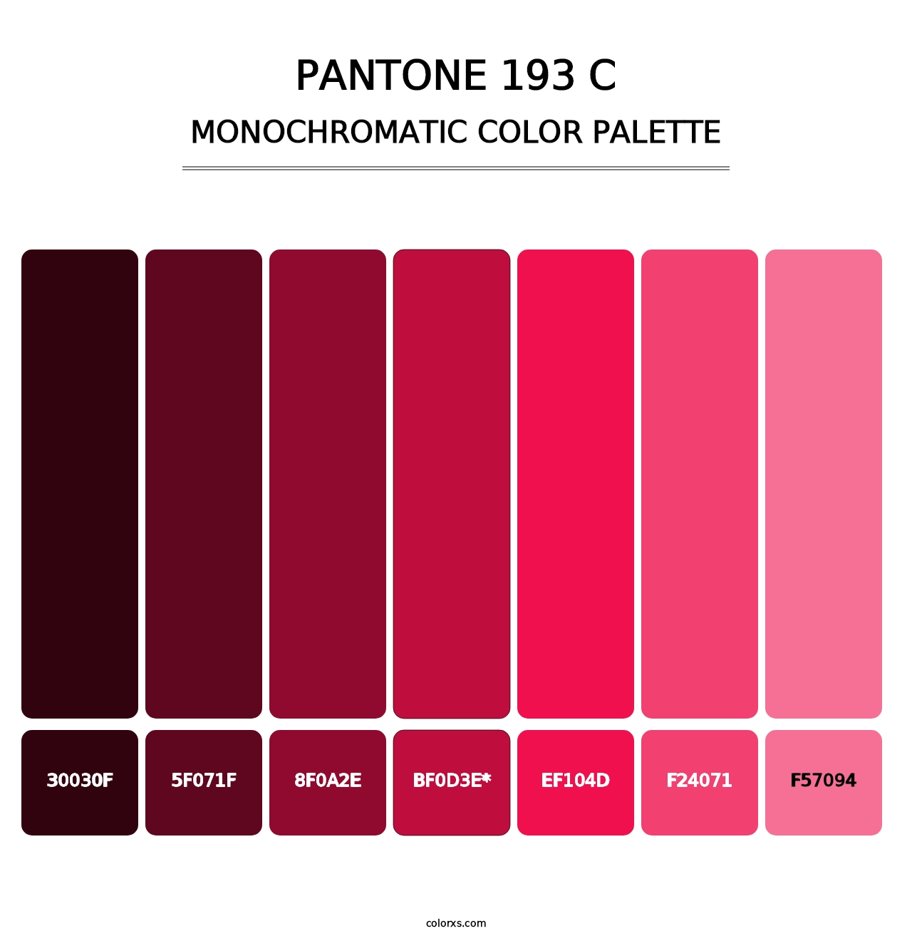 PANTONE 193 C - Monochromatic Color Palette