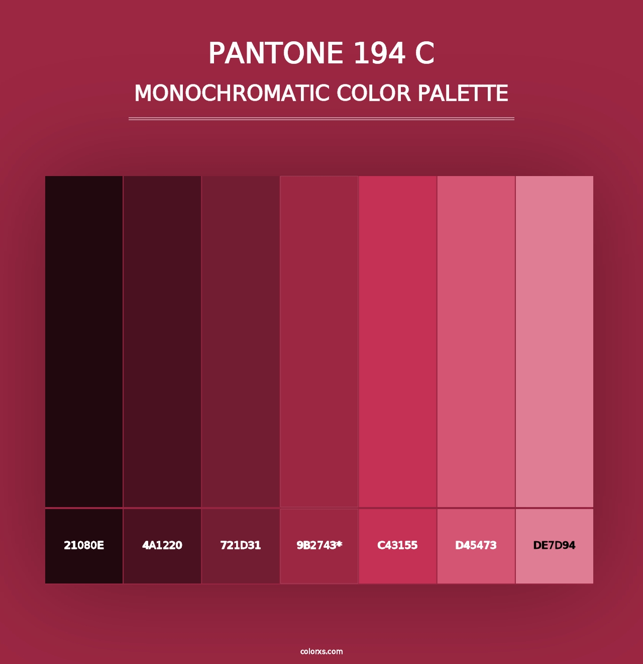 PANTONE 194 C - Monochromatic Color Palette