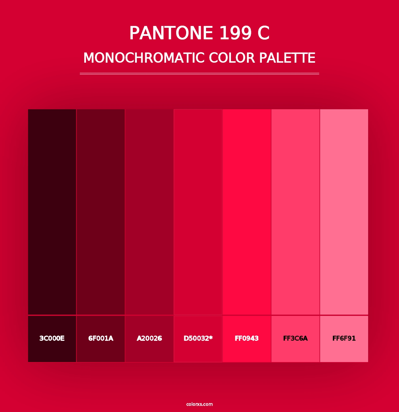 PANTONE 199 C - Monochromatic Color Palette