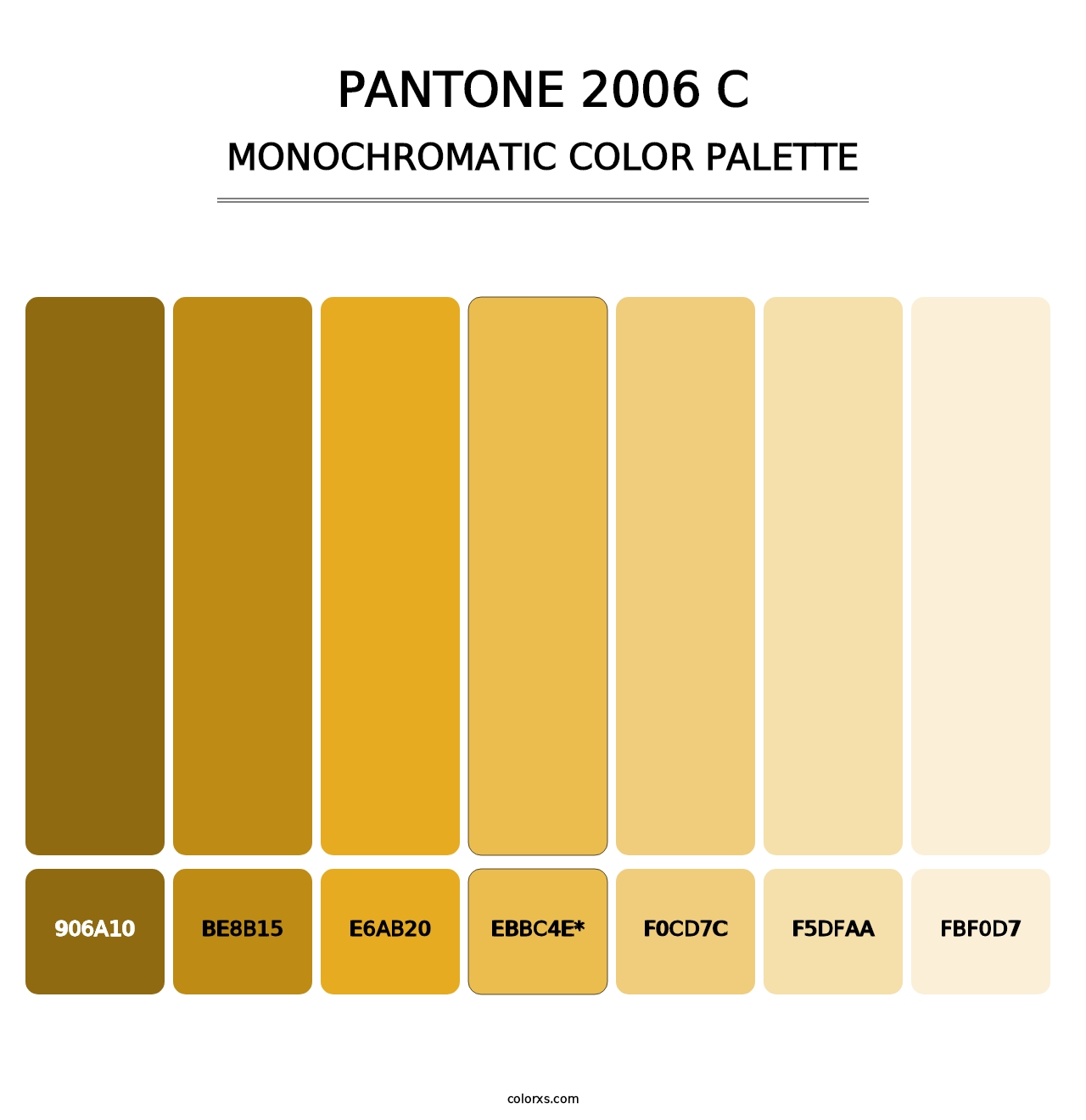 PANTONE 2006 C - Monochromatic Color Palette