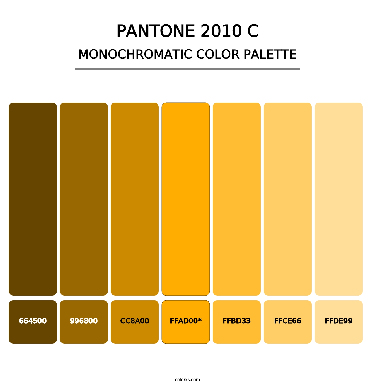 PANTONE 2010 C - Monochromatic Color Palette