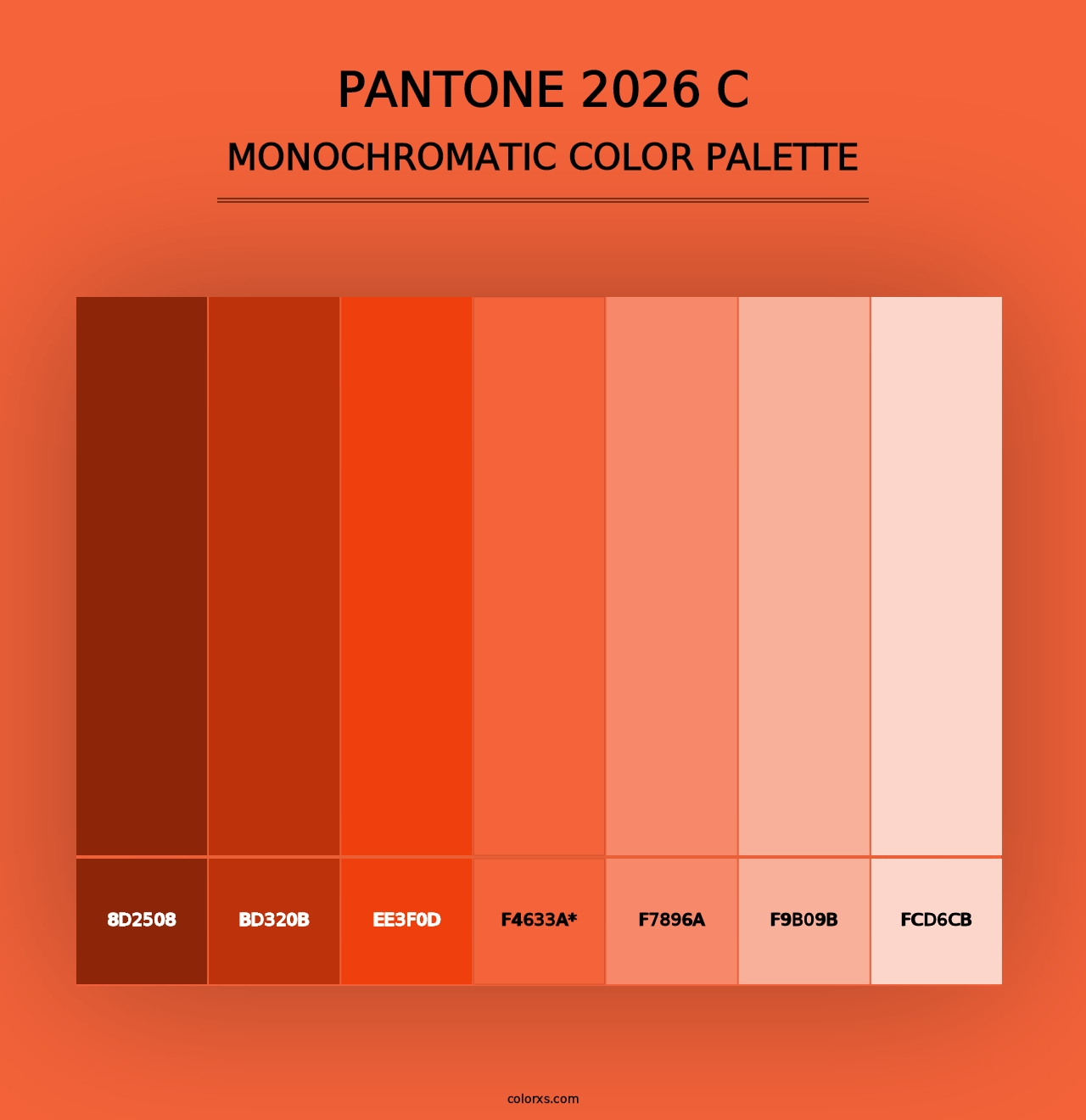 PANTONE 2026 C - Monochromatic Color Palette