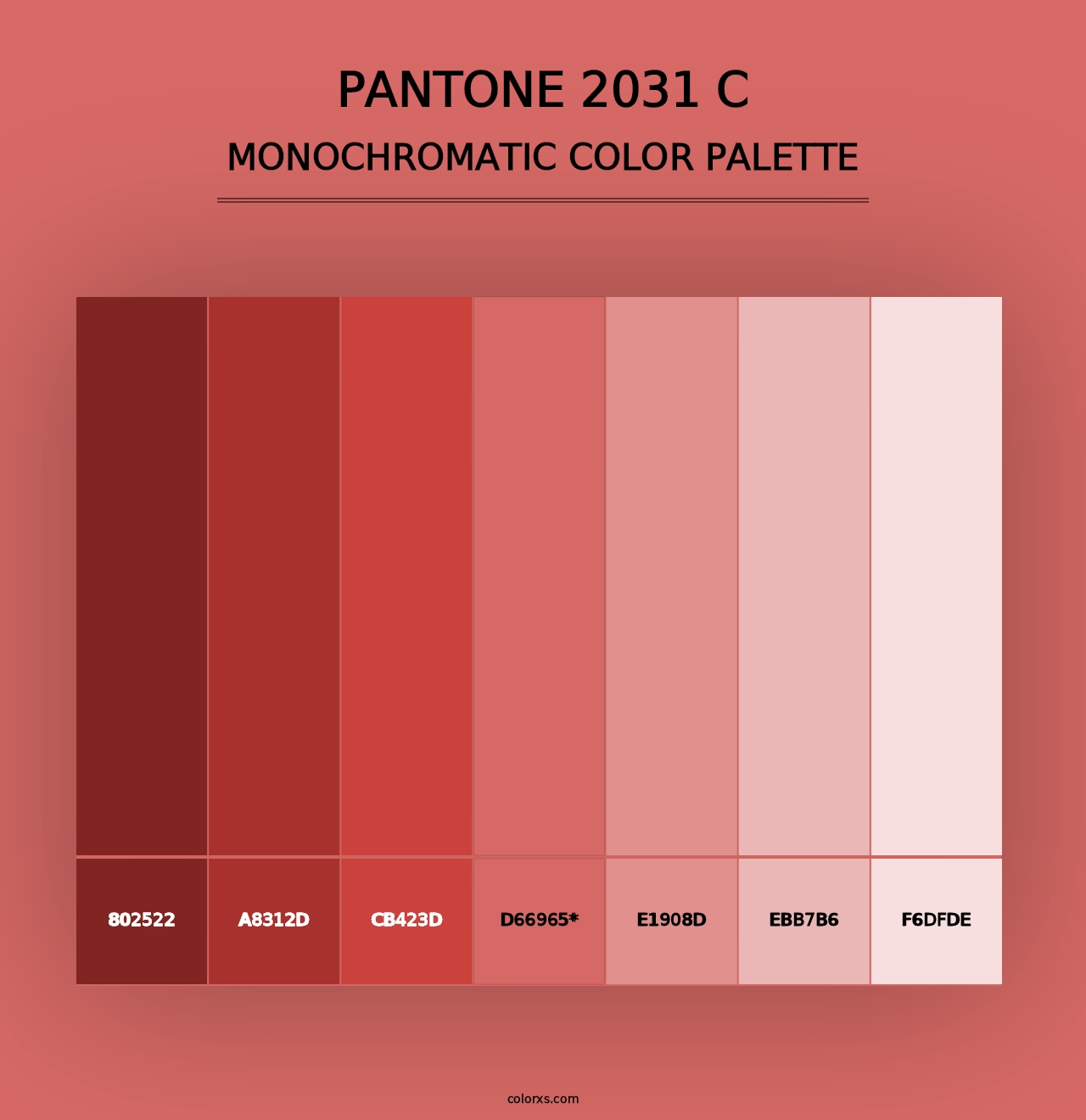 PANTONE 2031 C - Monochromatic Color Palette