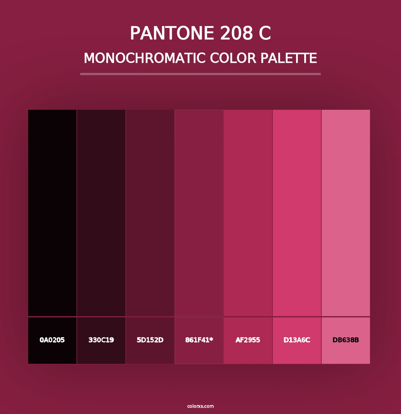 PANTONE 208 C - Monochromatic Color Palette