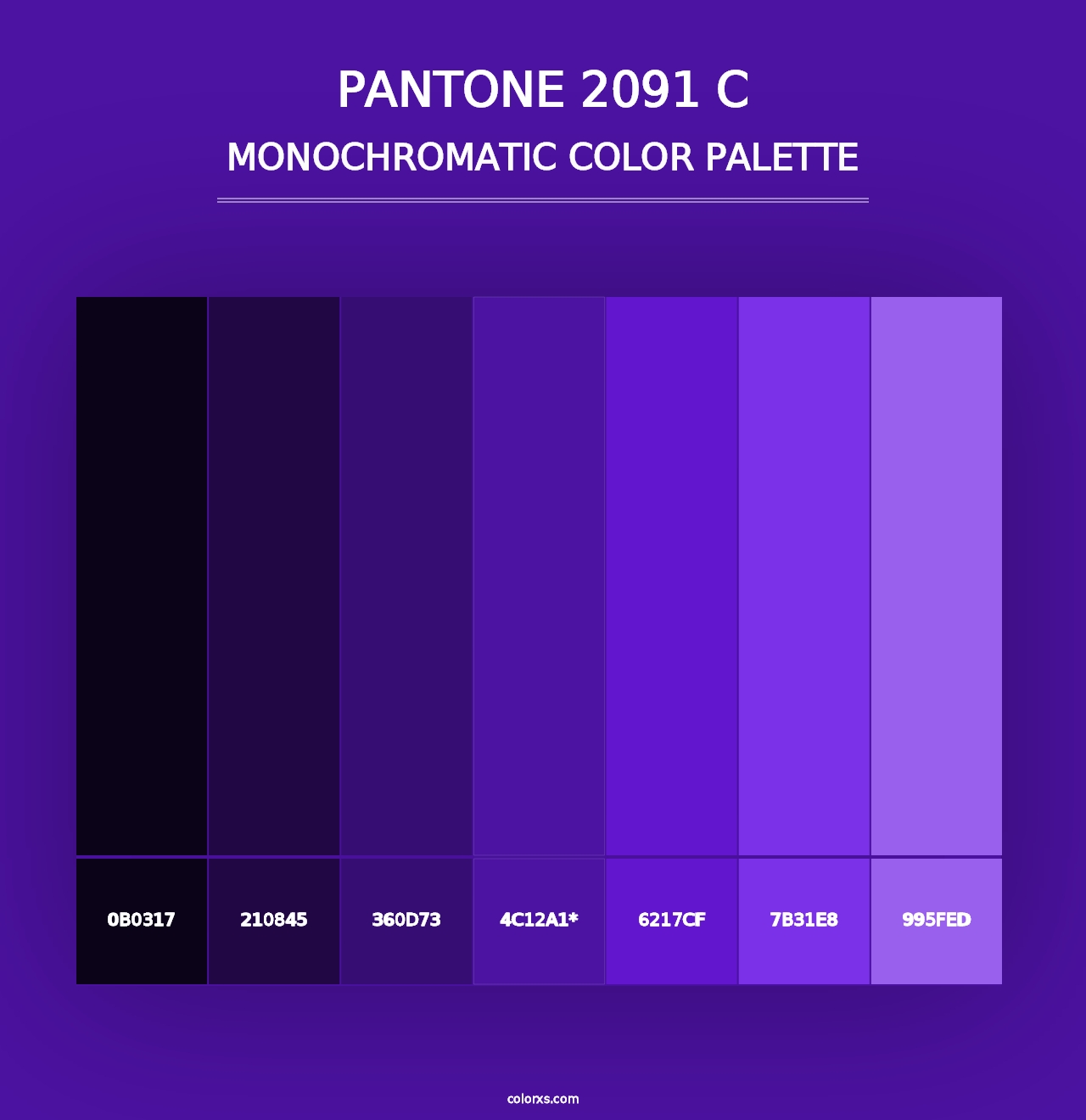 PANTONE 2091 C - Monochromatic Color Palette