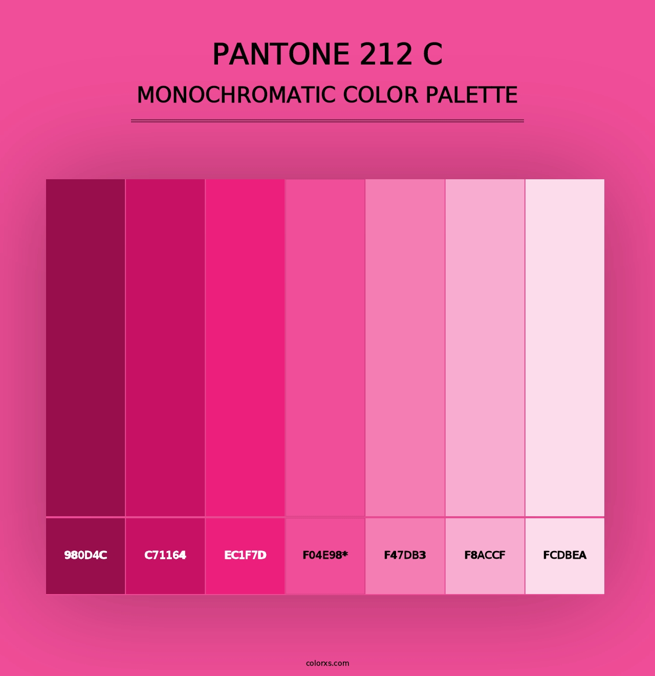 PANTONE 212 C - Monochromatic Color Palette