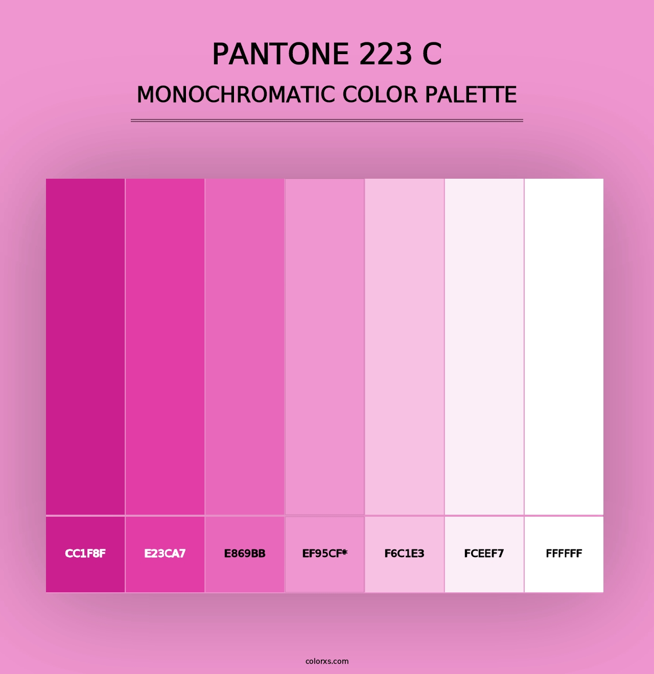 PANTONE 223 C - Monochromatic Color Palette