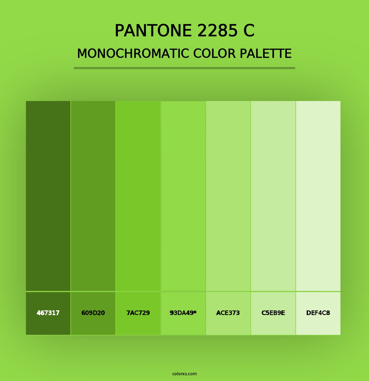 PANTONE 2285 C - Monochromatic Color Palette