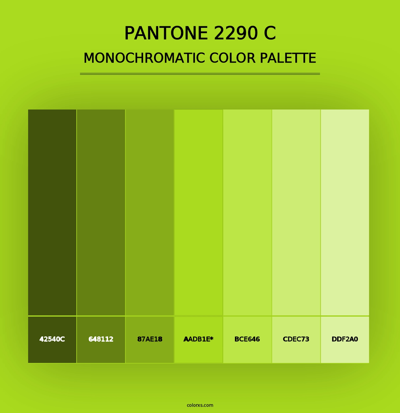 PANTONE 2290 C - Monochromatic Color Palette