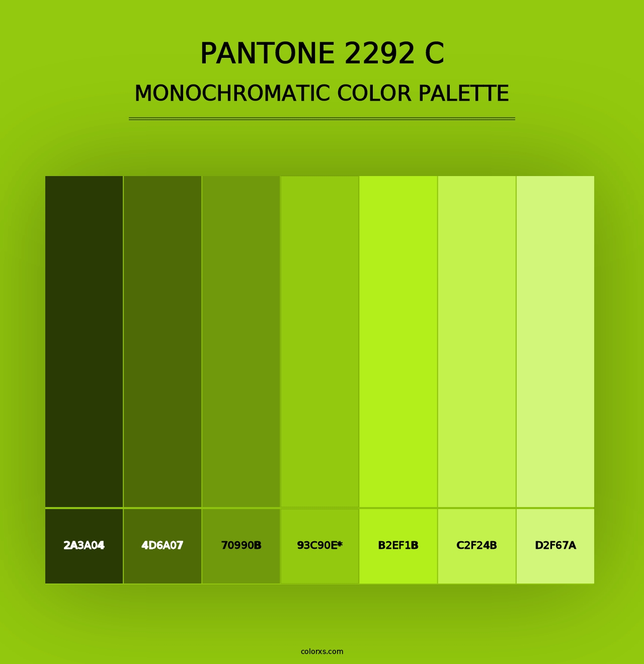 PANTONE 2292 C - Monochromatic Color Palette