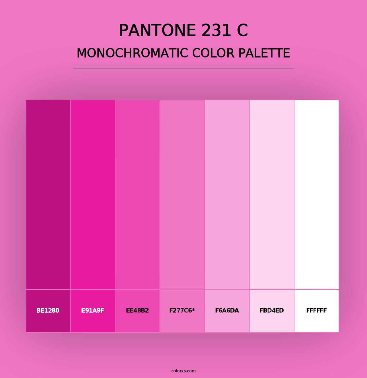 PANTONE 231 C - Monochromatic Color Palette