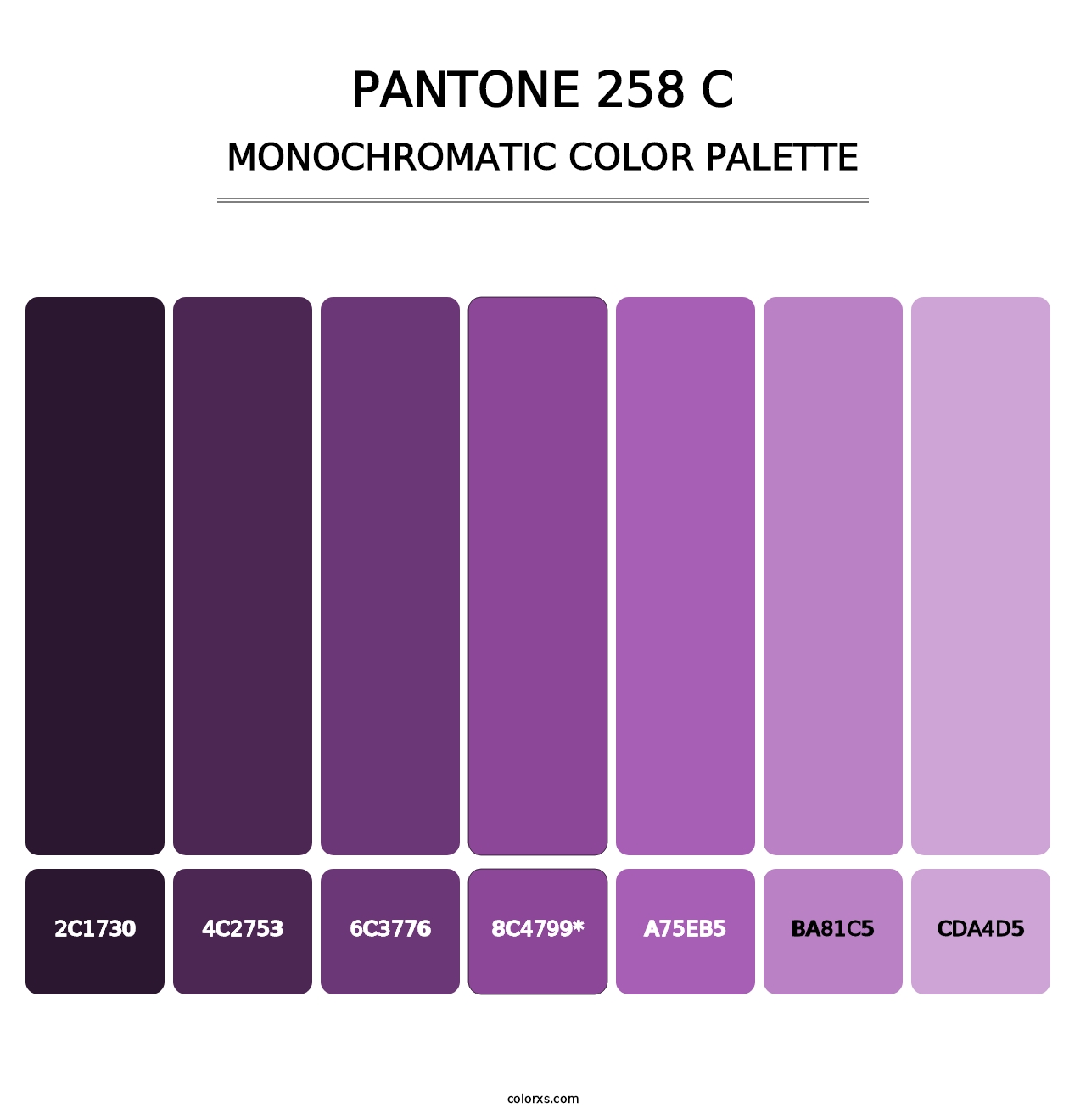 PANTONE 258 C - Monochromatic Color Palette