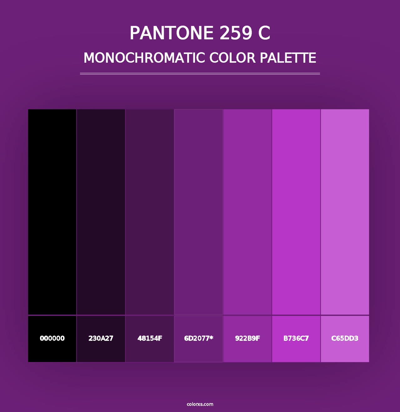 PANTONE 259 C - Monochromatic Color Palette