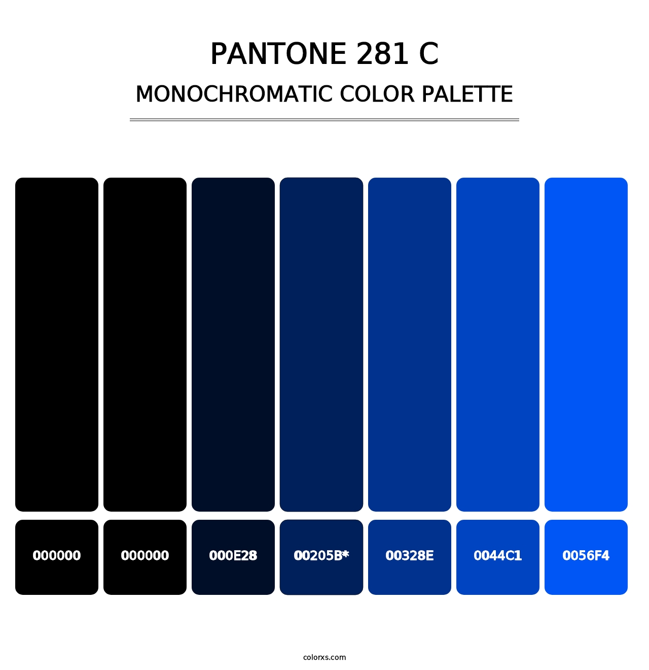 PANTONE 281 C - Monochromatic Color Palette