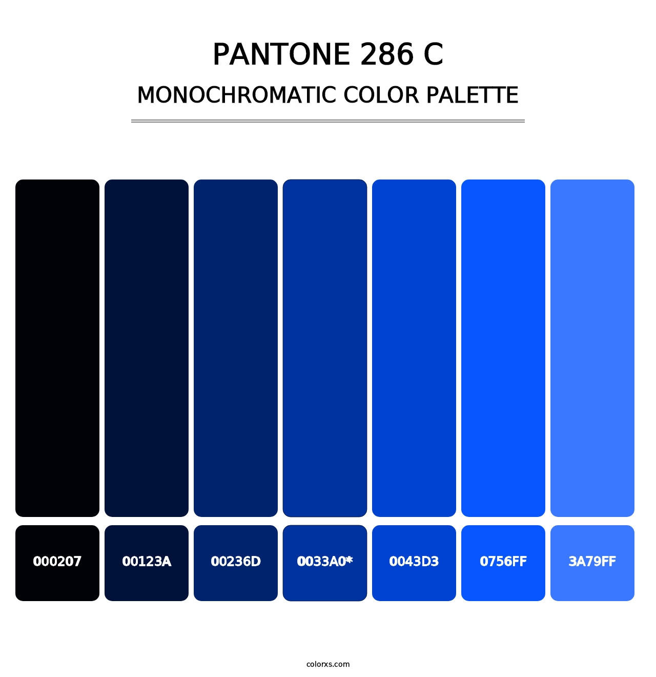 PANTONE 286 C - Monochromatic Color Palette