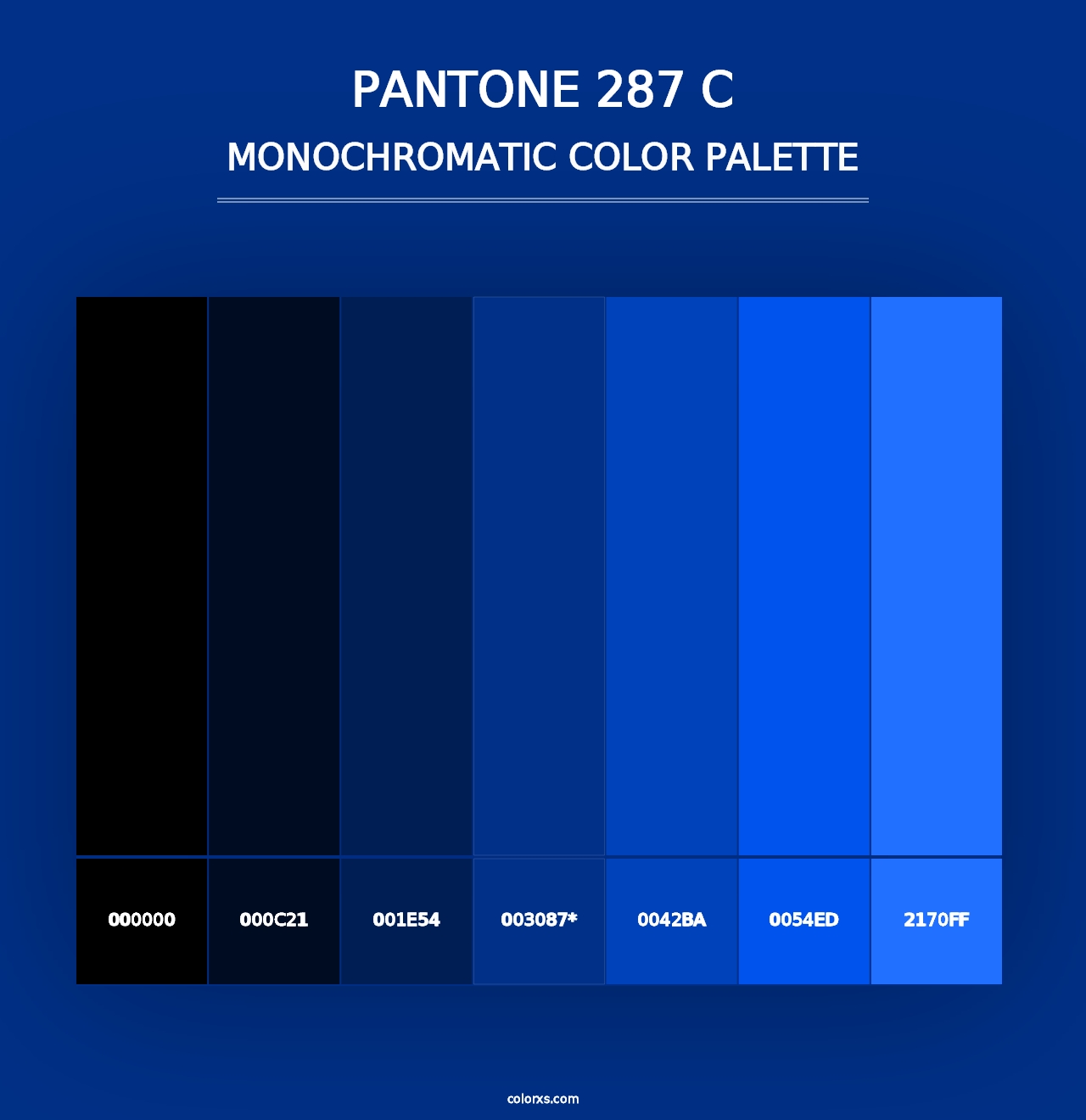 PANTONE 287 C - Monochromatic Color Palette