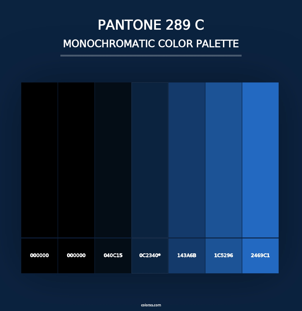 PANTONE 289 C - Monochromatic Color Palette