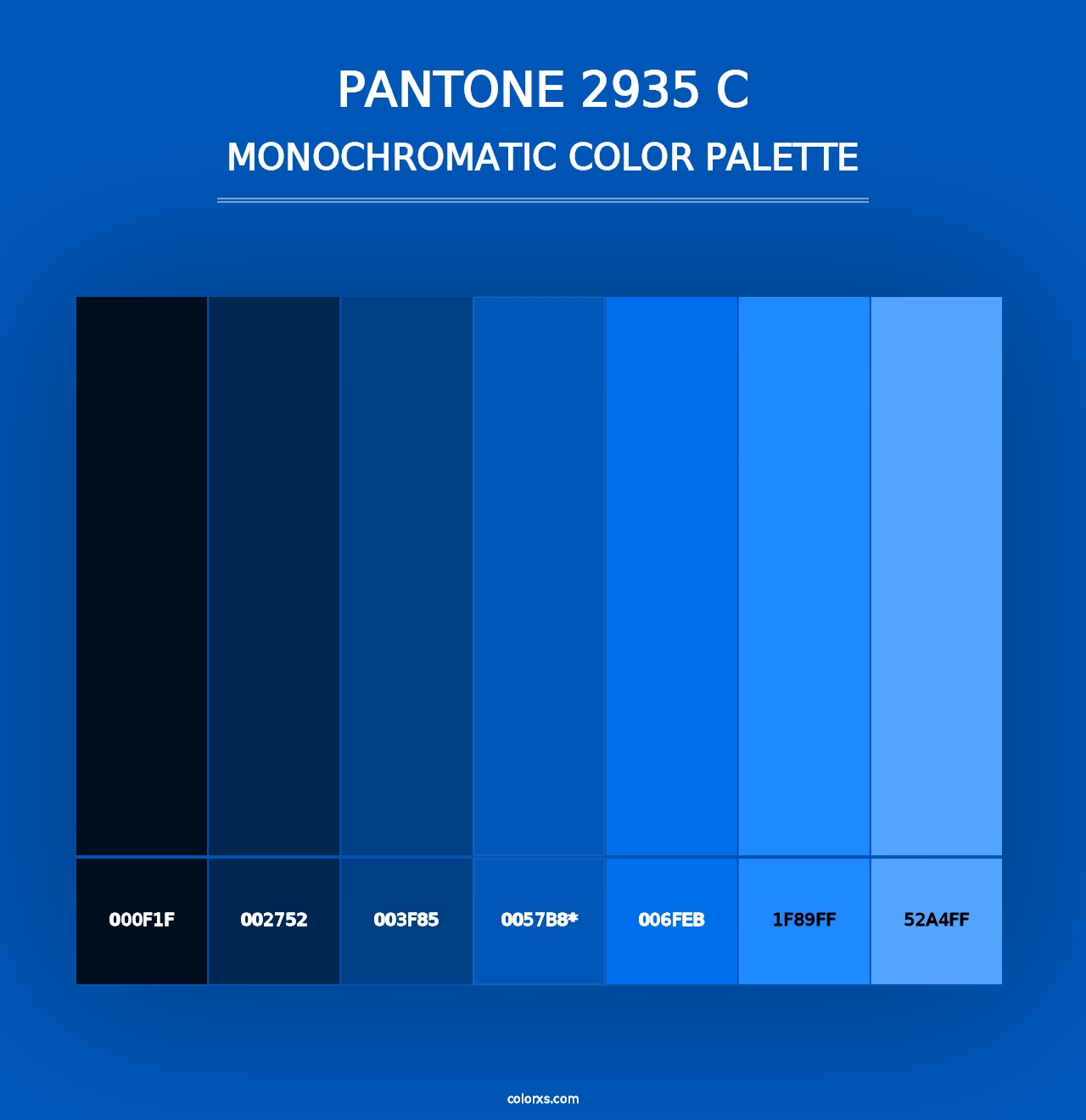 PANTONE 2935 C - Monochromatic Color Palette