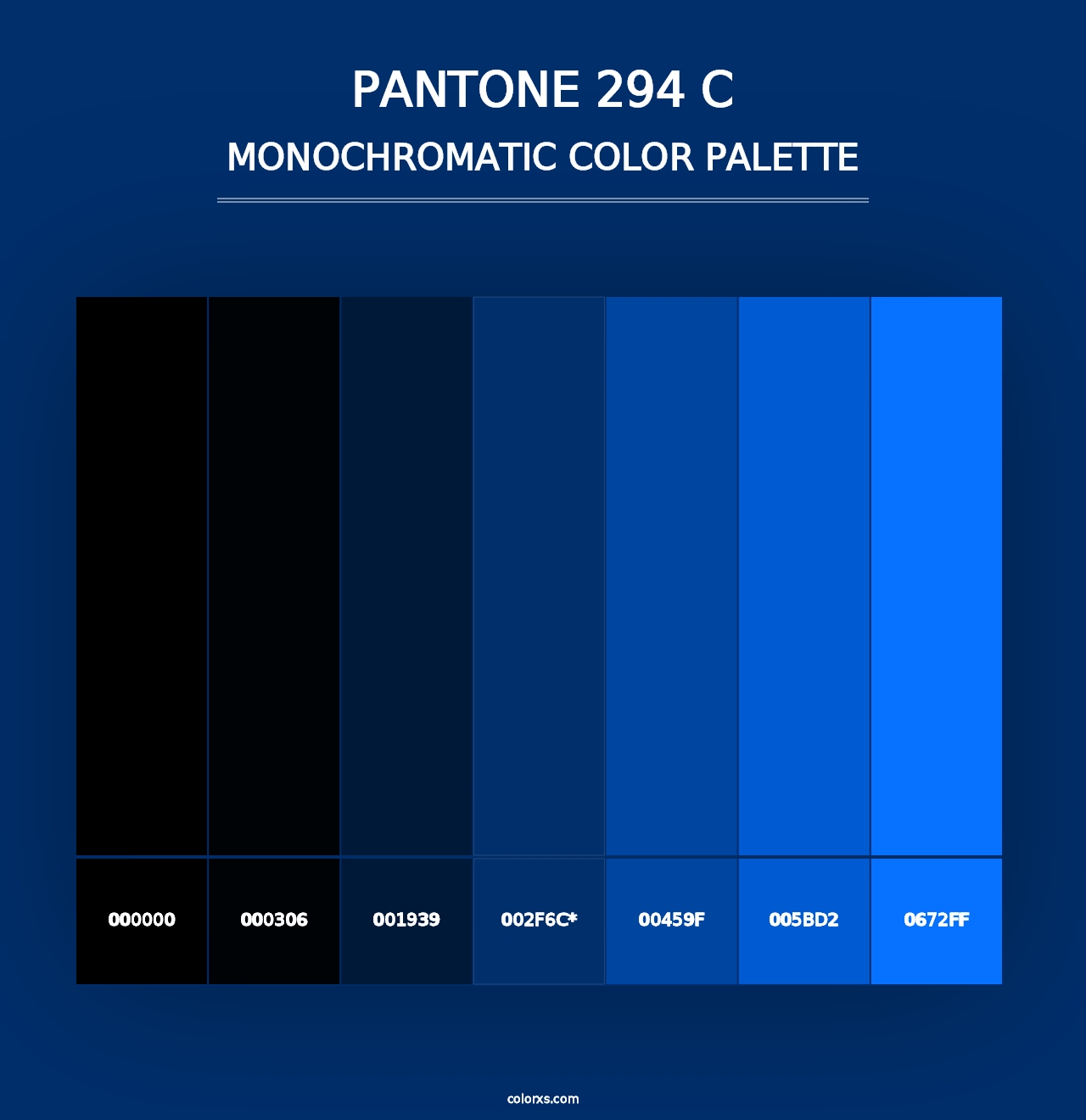 PANTONE 294 C - Monochromatic Color Palette