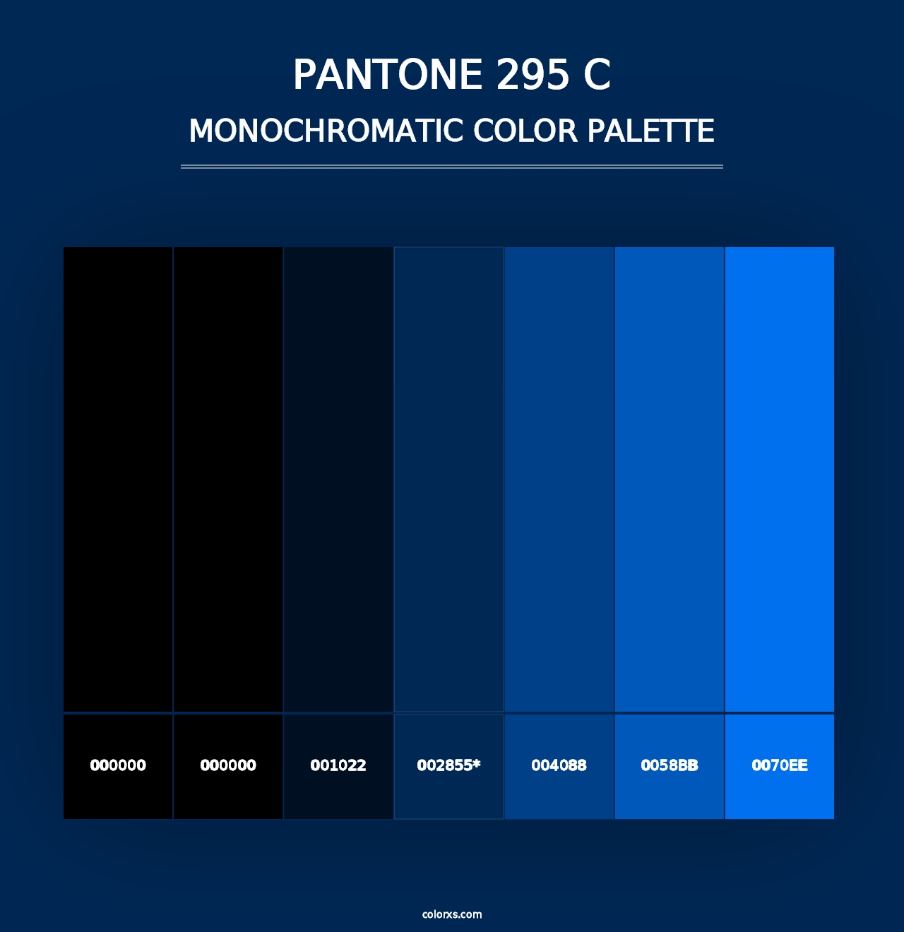 PANTONE 295 C - Monochromatic Color Palette