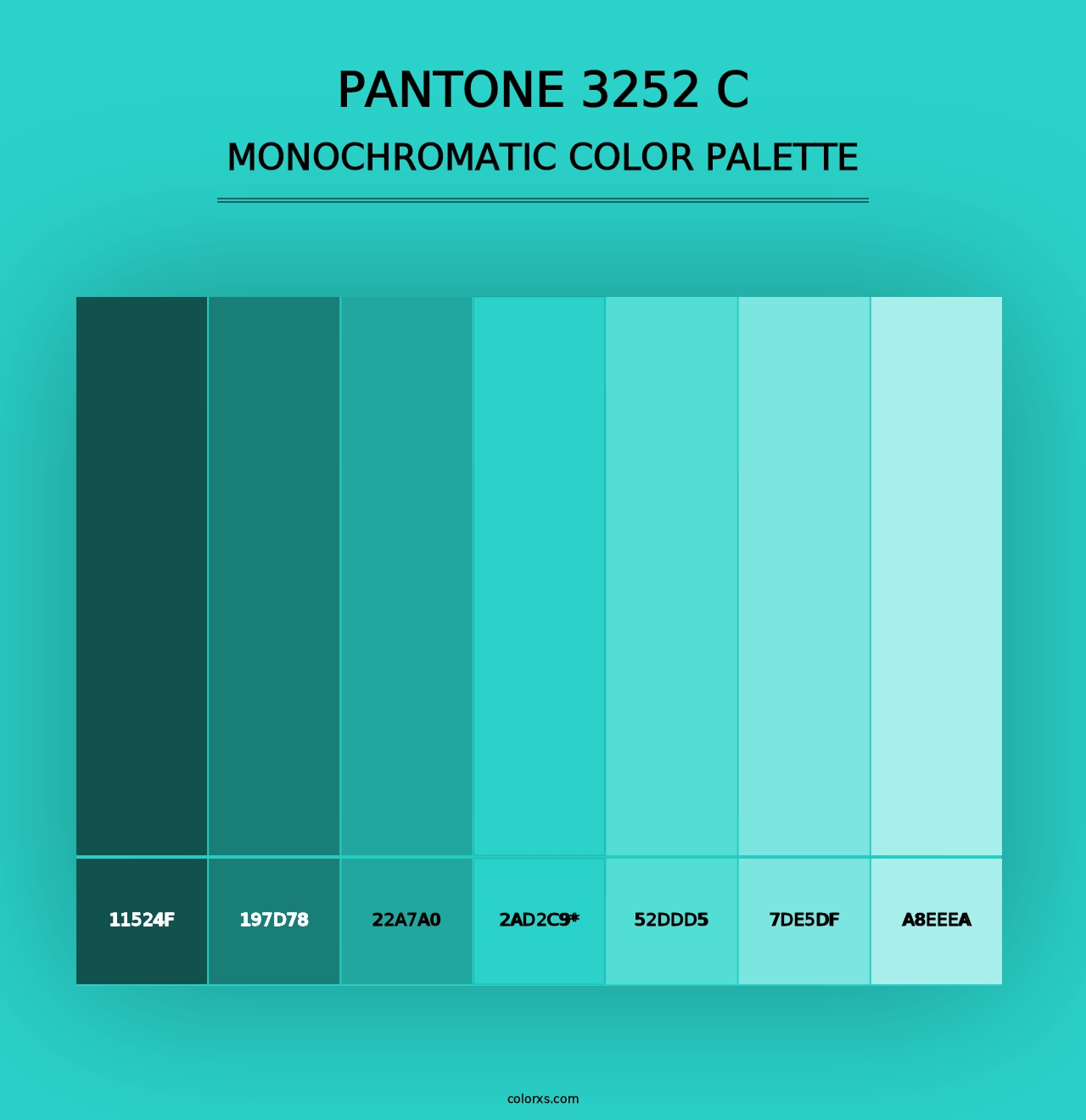 PANTONE 3252 C - Monochromatic Color Palette