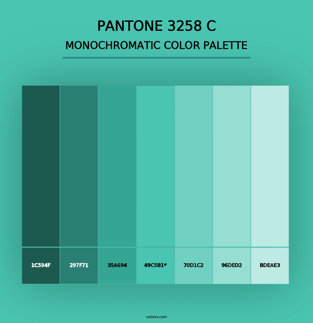 PANTONE 3258 C - Monochromatic Color Palette