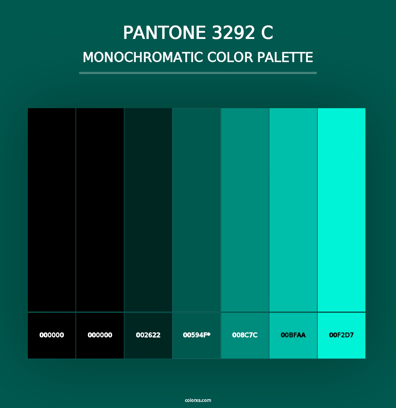 PANTONE 3292 C - Monochromatic Color Palette