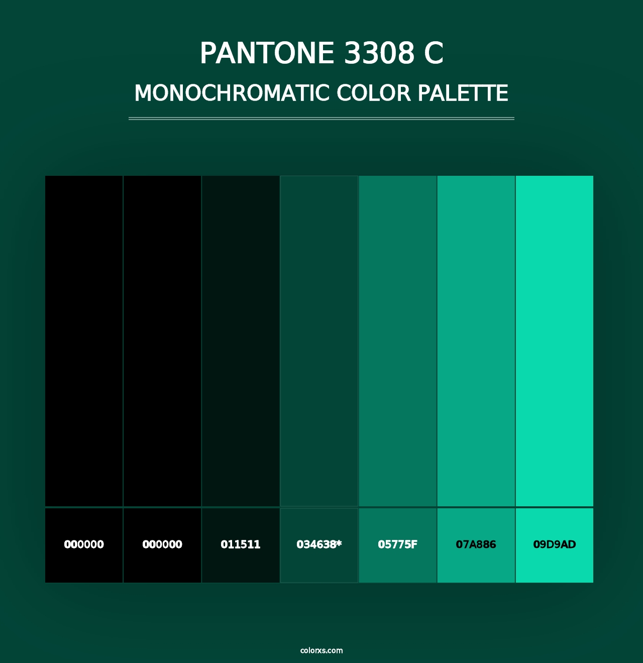 PANTONE 3308 C - Monochromatic Color Palette