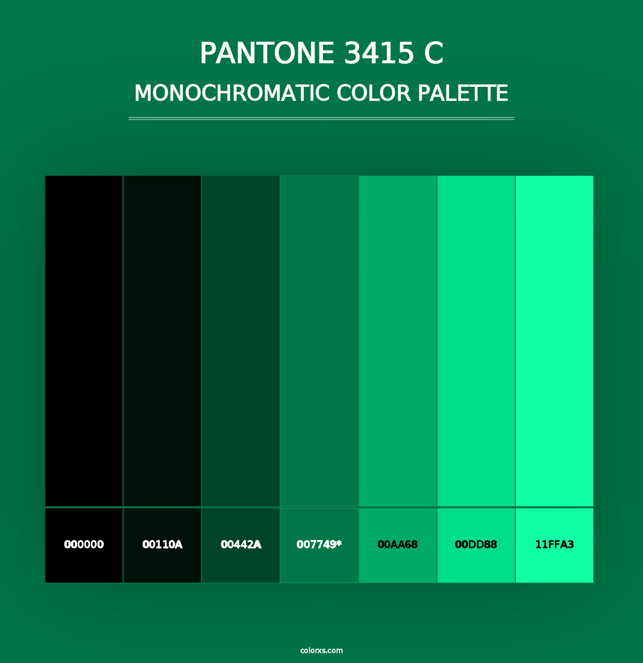 PANTONE 3415 C - Monochromatic Color Palette