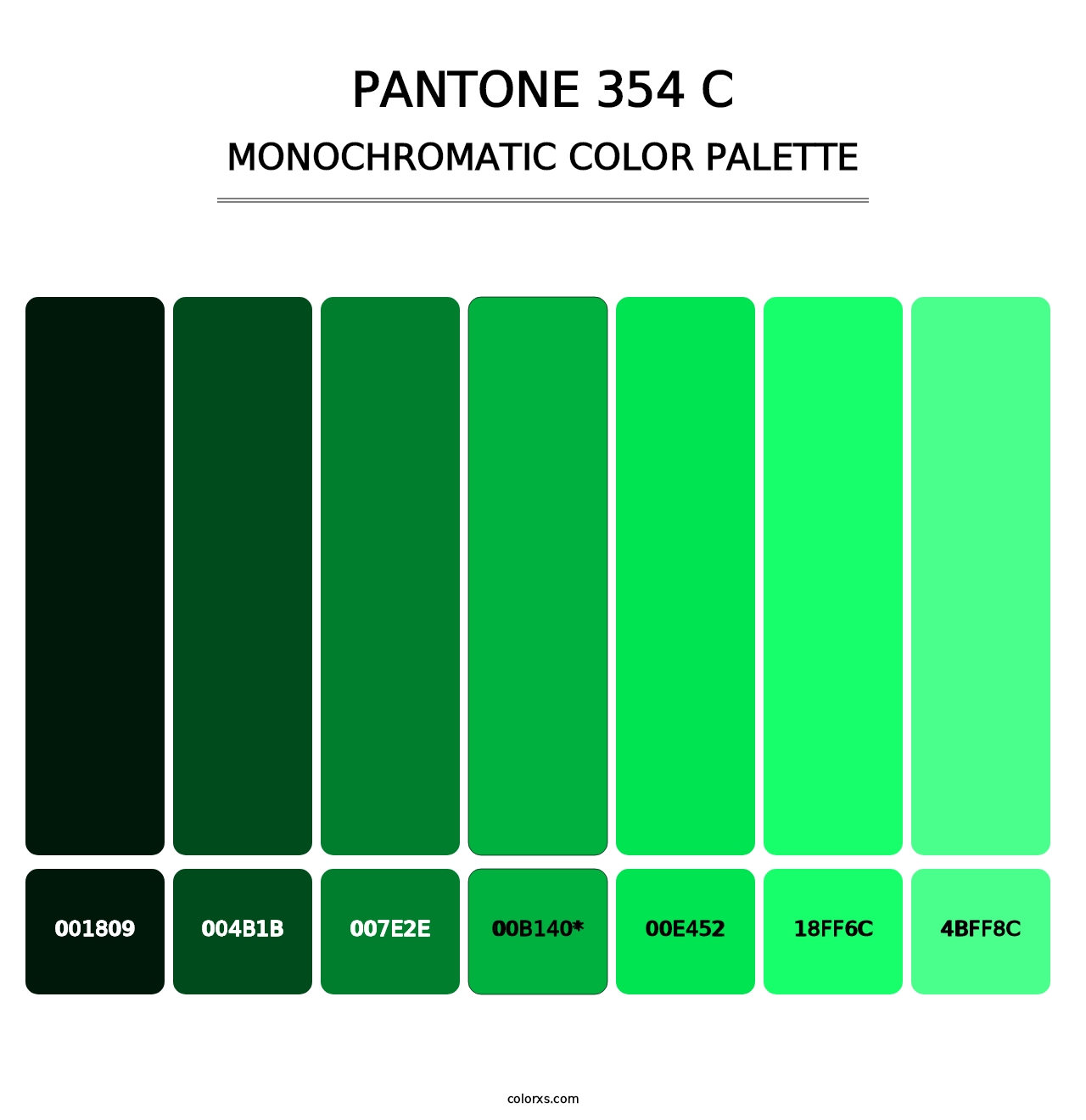 PANTONE 354 C - Monochromatic Color Palette