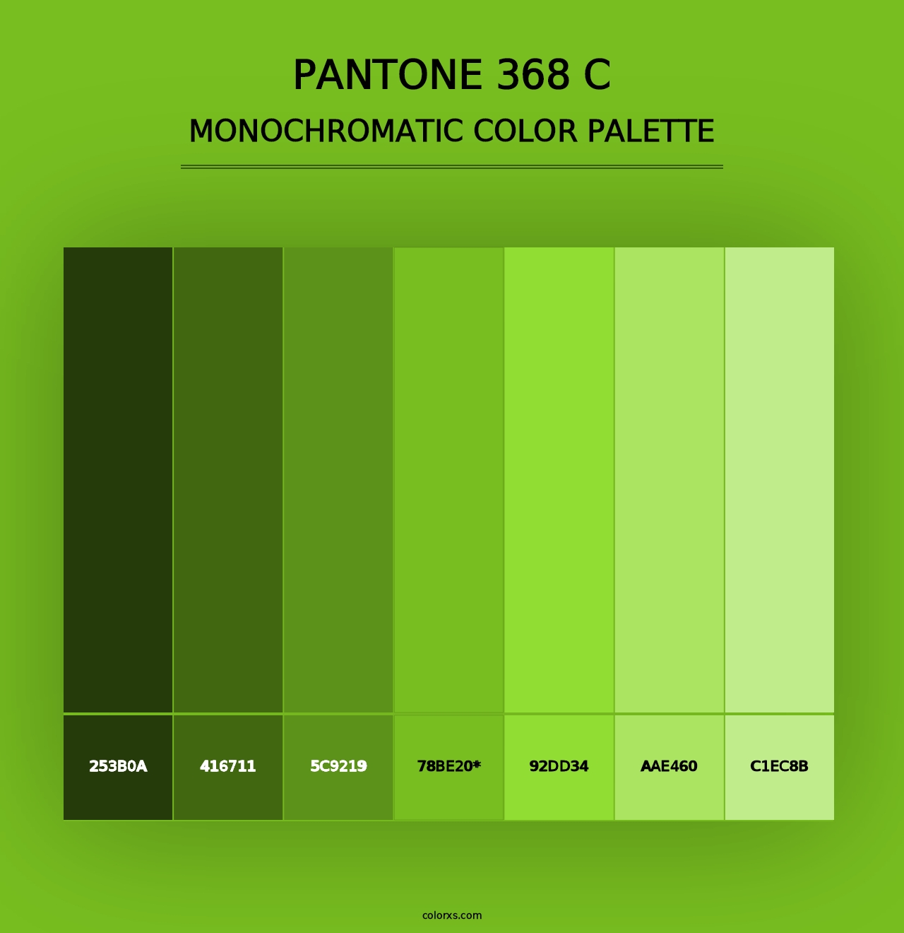 PANTONE 368 C - Monochromatic Color Palette