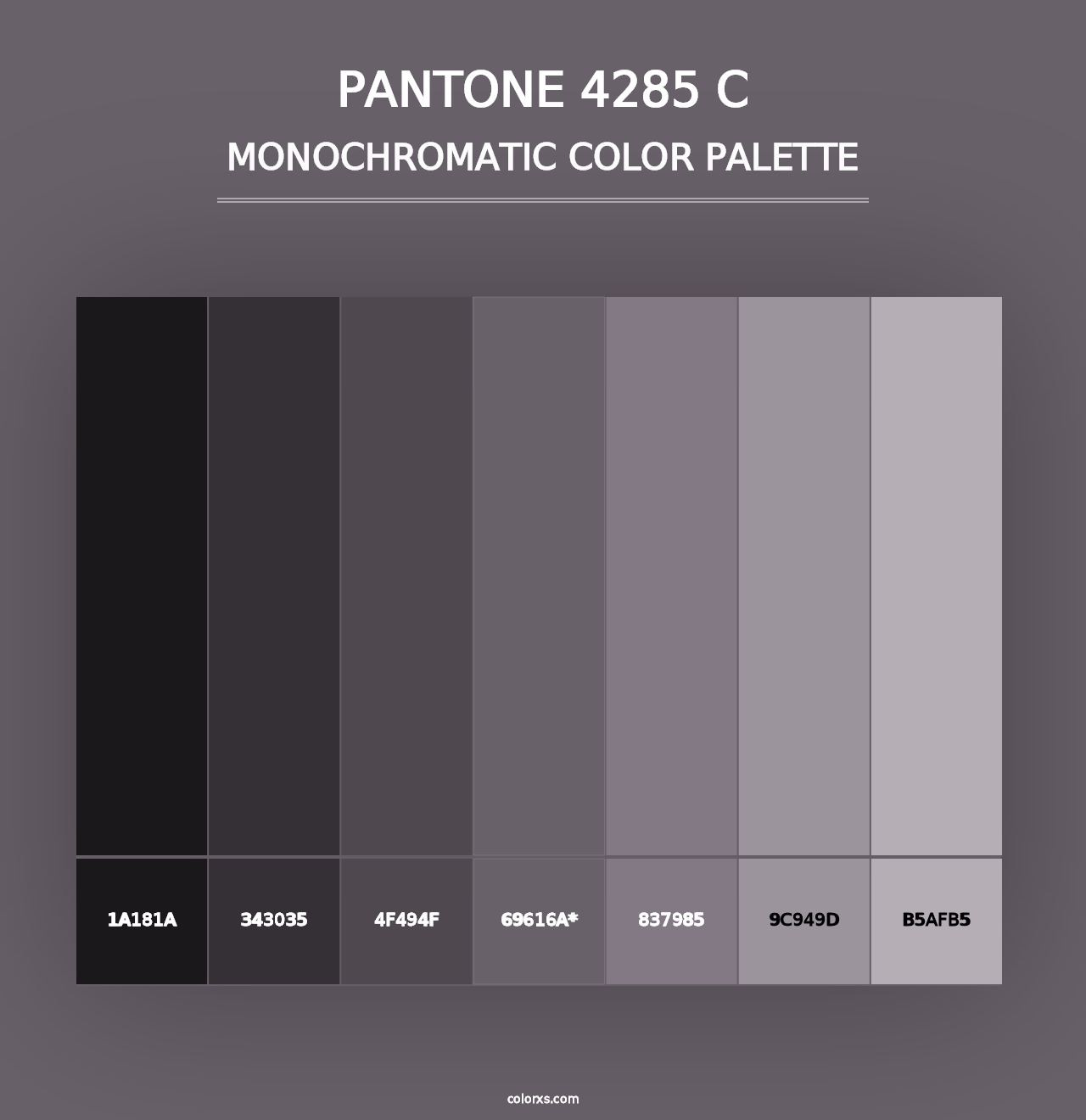 PANTONE 4285 C - Monochromatic Color Palette