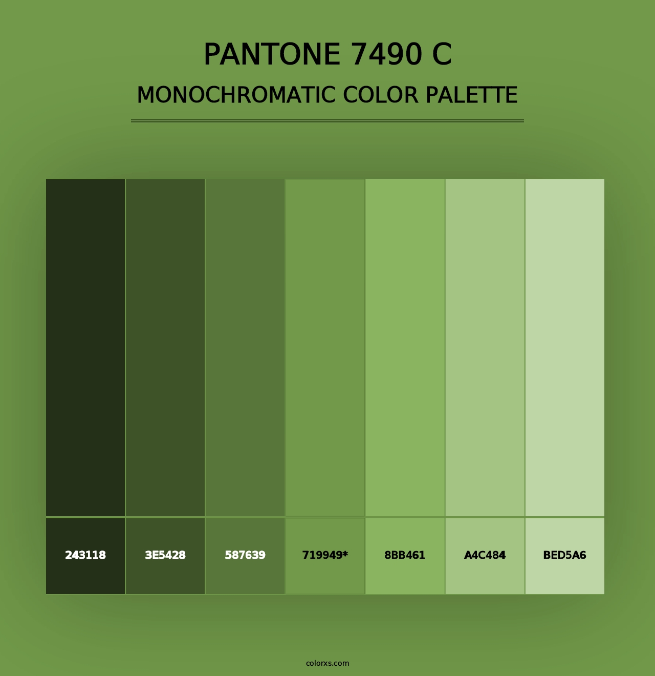 PANTONE 7490 C - Monochromatic Color Palette