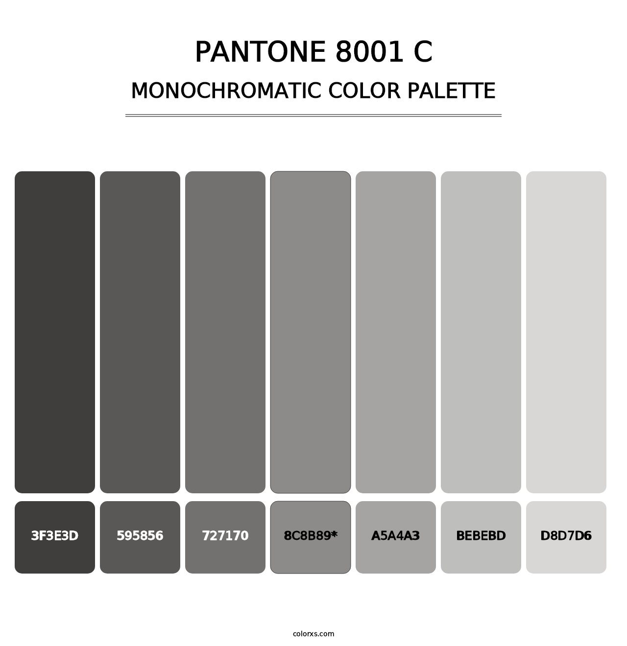 PANTONE 8001 C - Monochromatic Color Palette