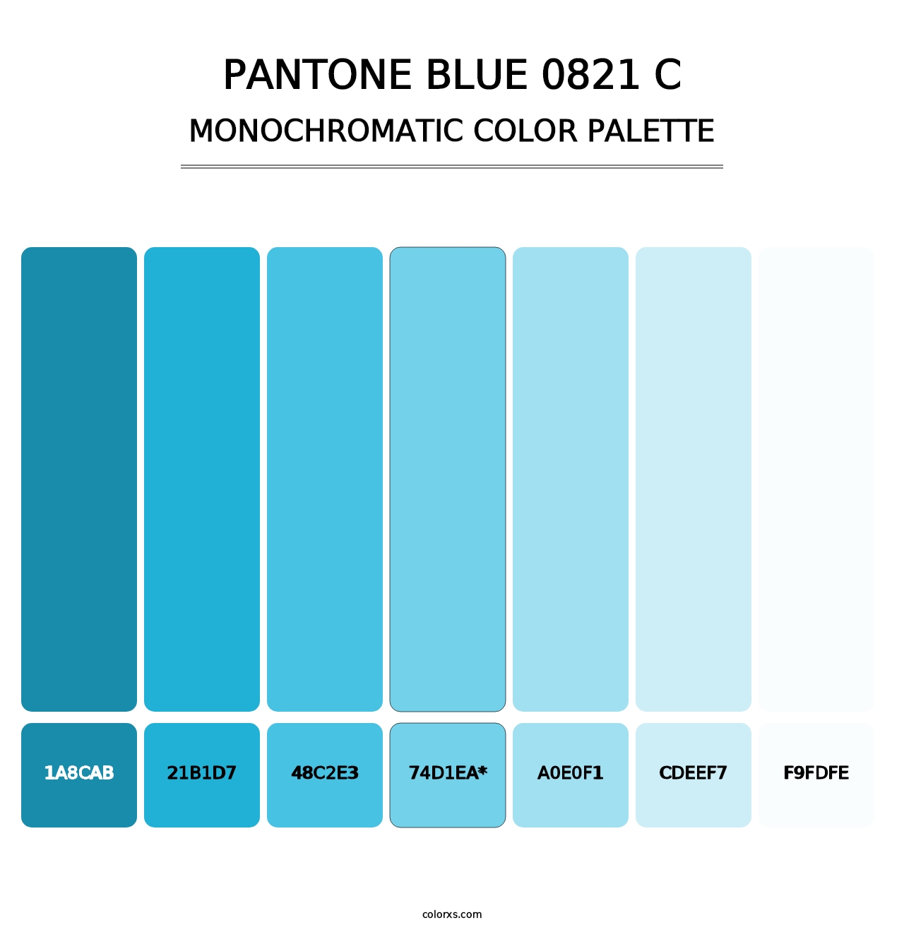 PANTONE Blue 0821 C - Monochromatic Color Palette