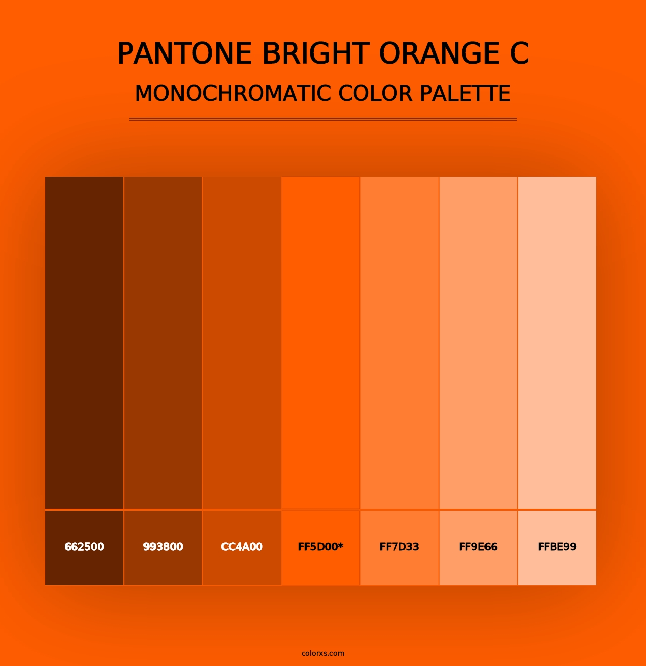 PANTONE Bright Orange C - Monochromatic Color Palette