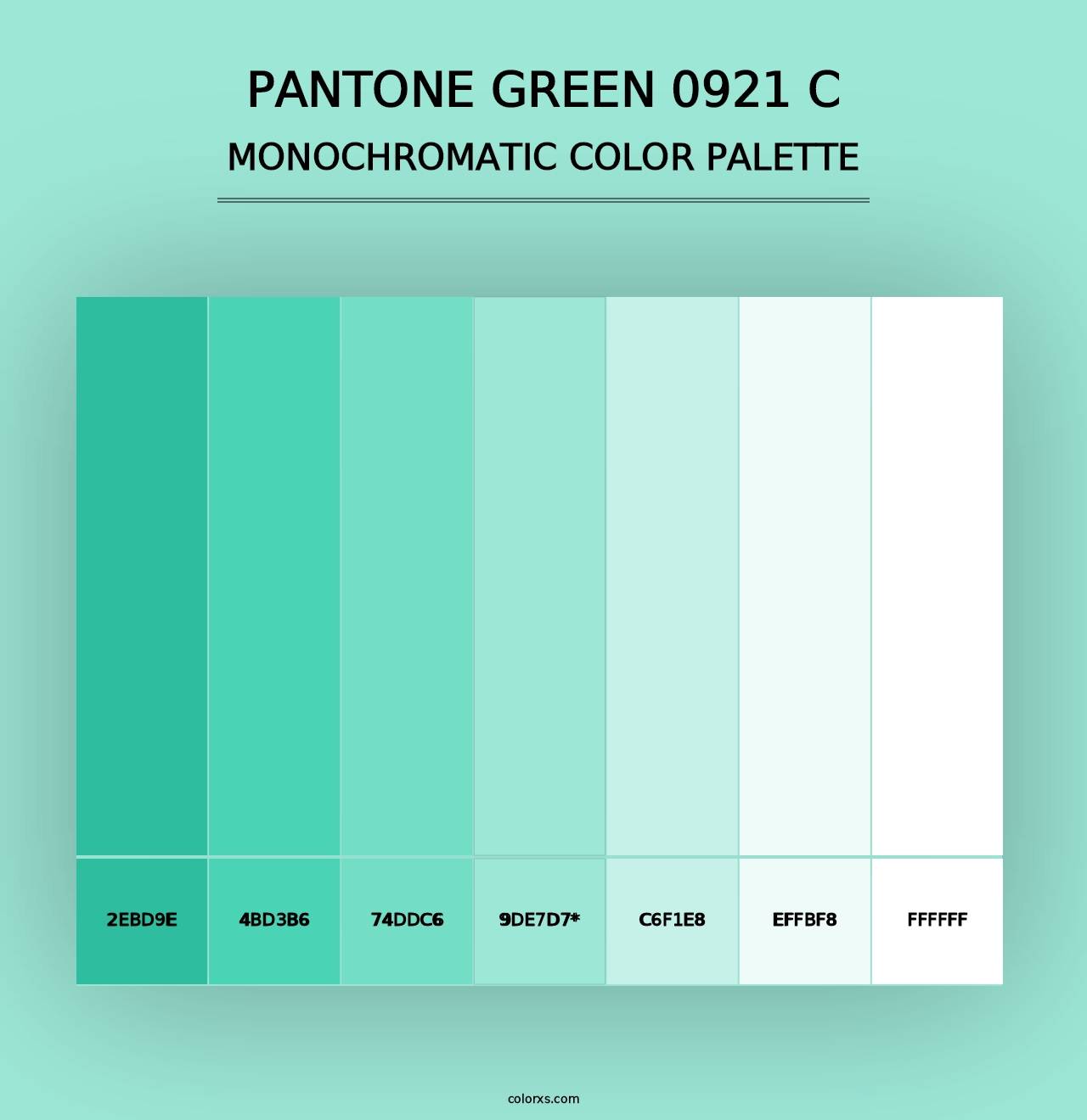 PANTONE Green 0921 C - Monochromatic Color Palette