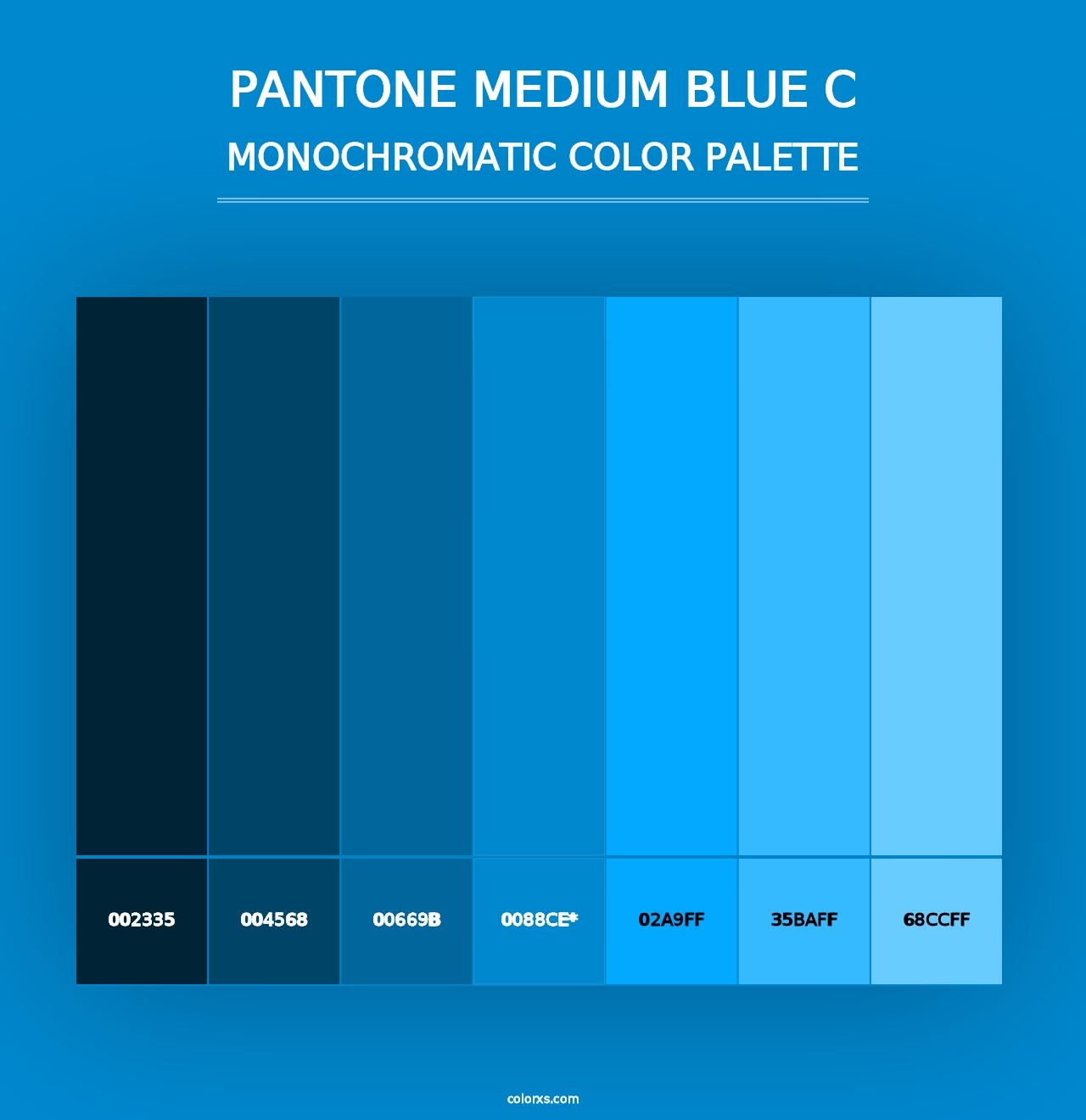 PANTONE Medium Blue C - Monochromatic Color Palette