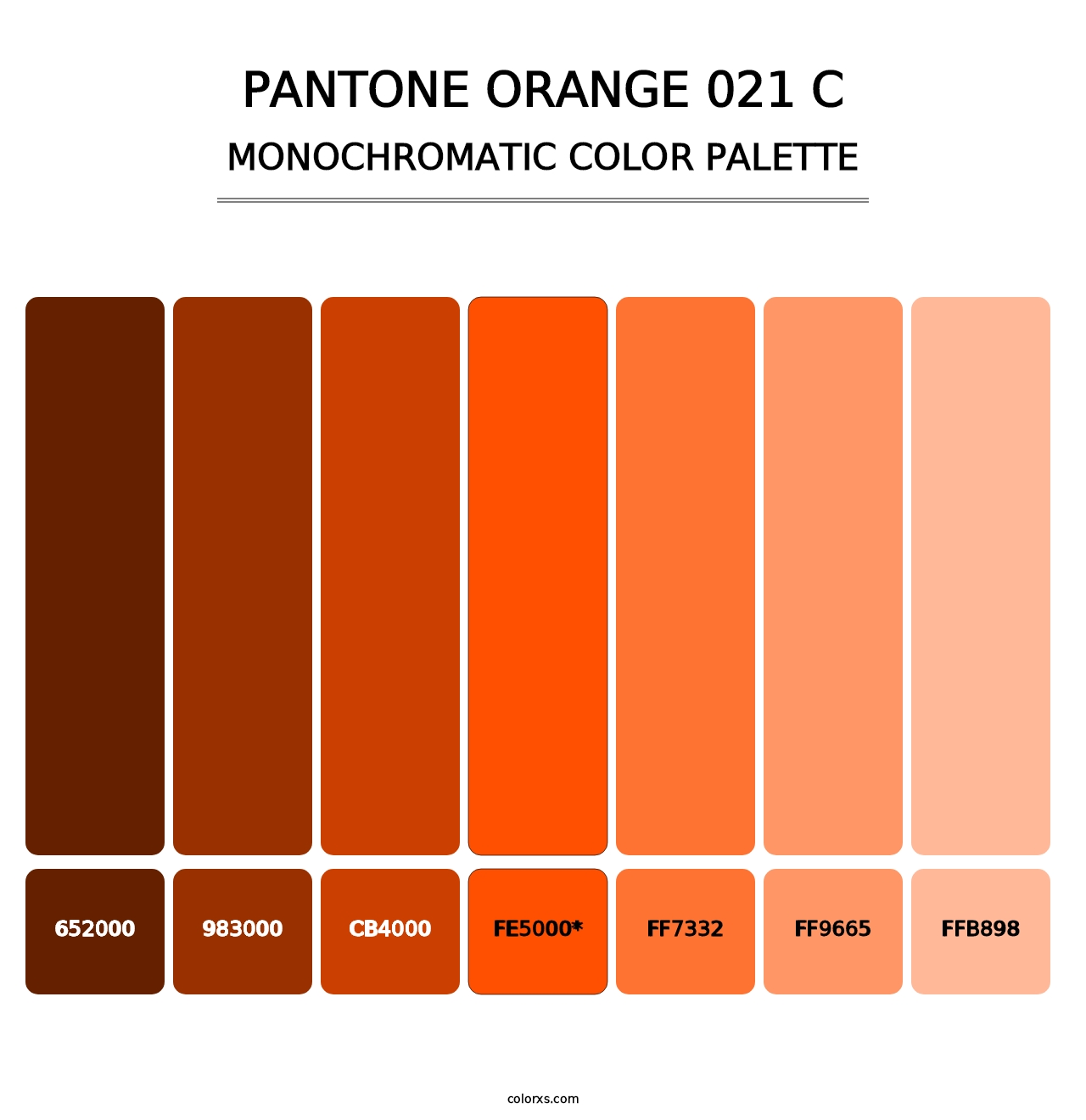 PANTONE Orange 021 C - Monochromatic Color Palette