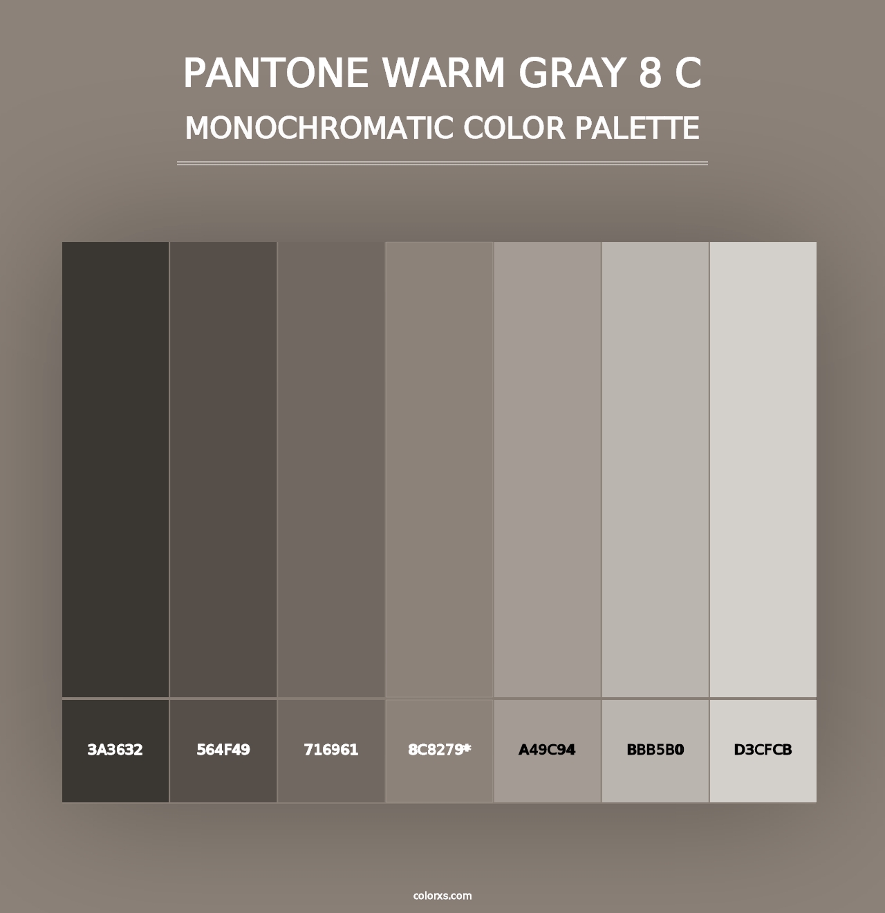 PANTONE Warm Gray 8 C - Monochromatic Color Palette