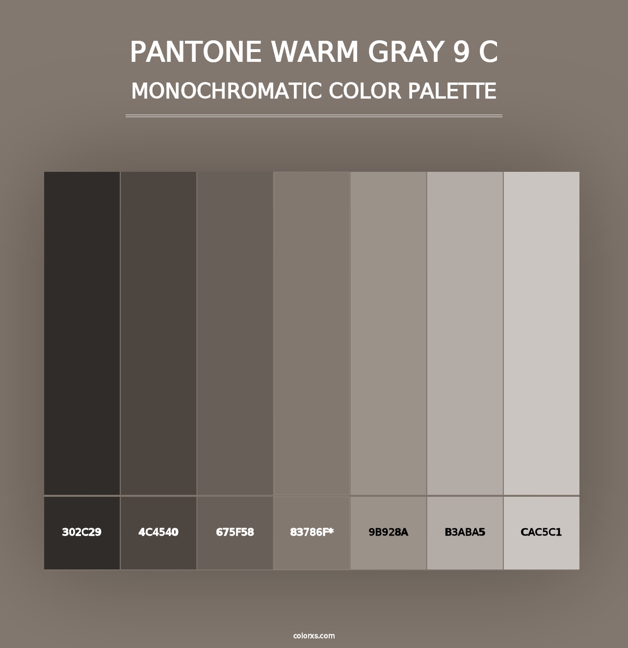 PANTONE Warm Gray 9 C - Monochromatic Color Palette