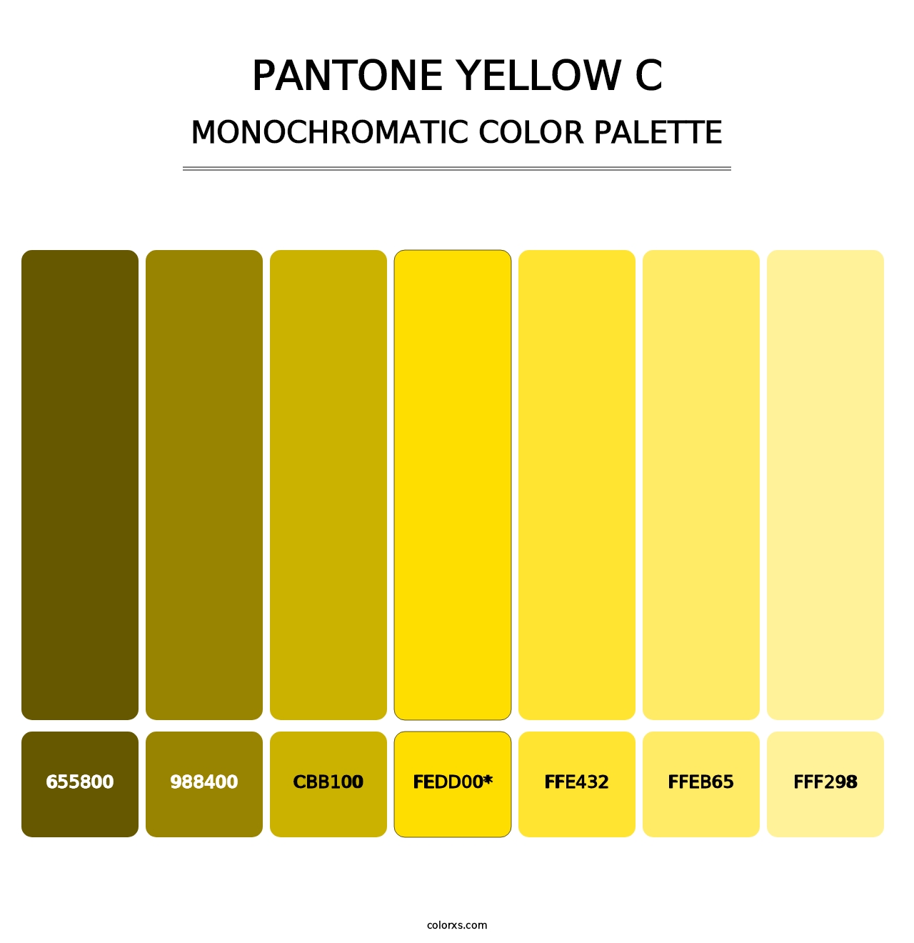 PANTONE Yellow C - Monochromatic Color Palette