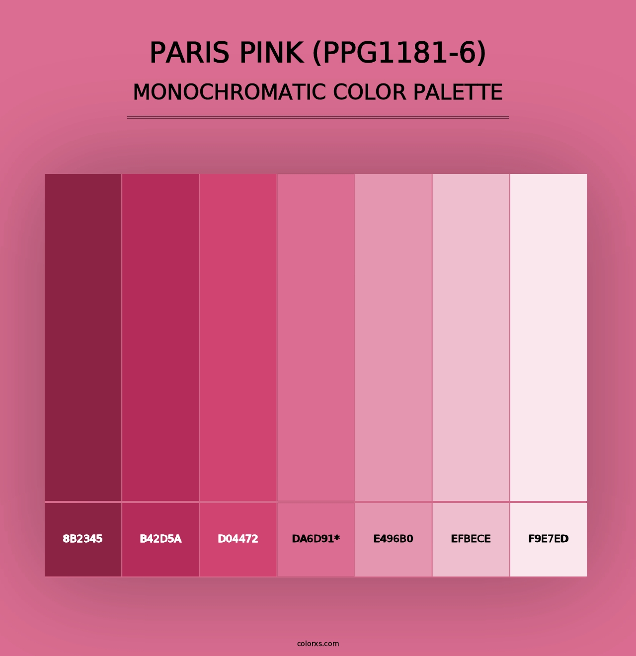 Paris Pink (PPG1181-6) - Monochromatic Color Palette