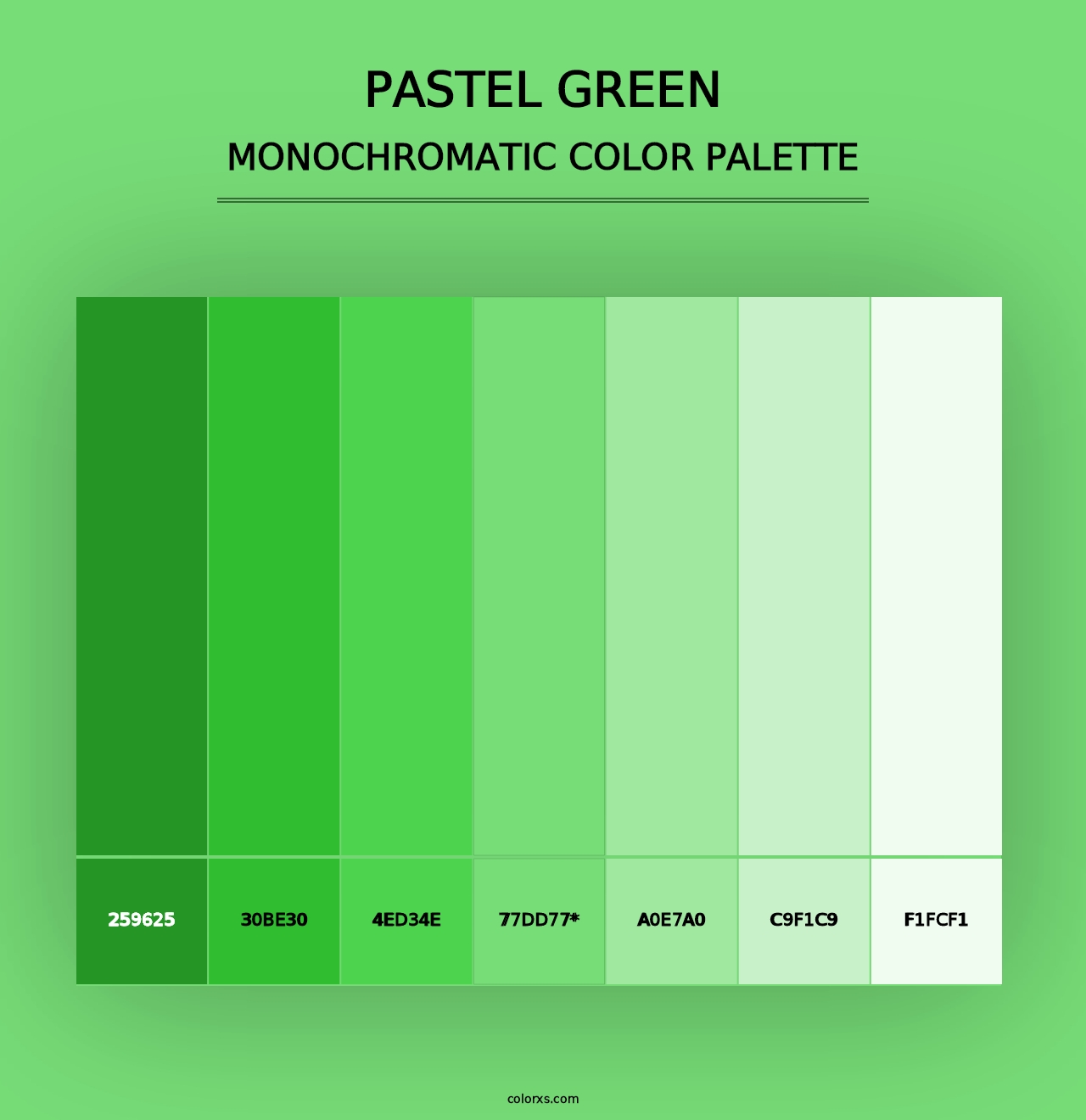 Pastel Green - Monochromatic Color Palette