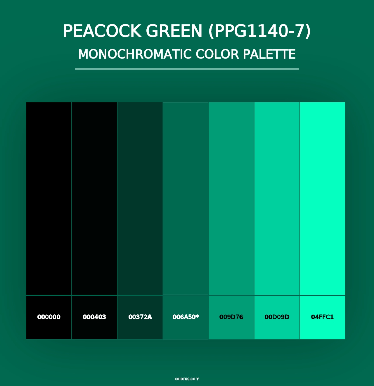 Peacock Green (PPG1140-7) - Monochromatic Color Palette