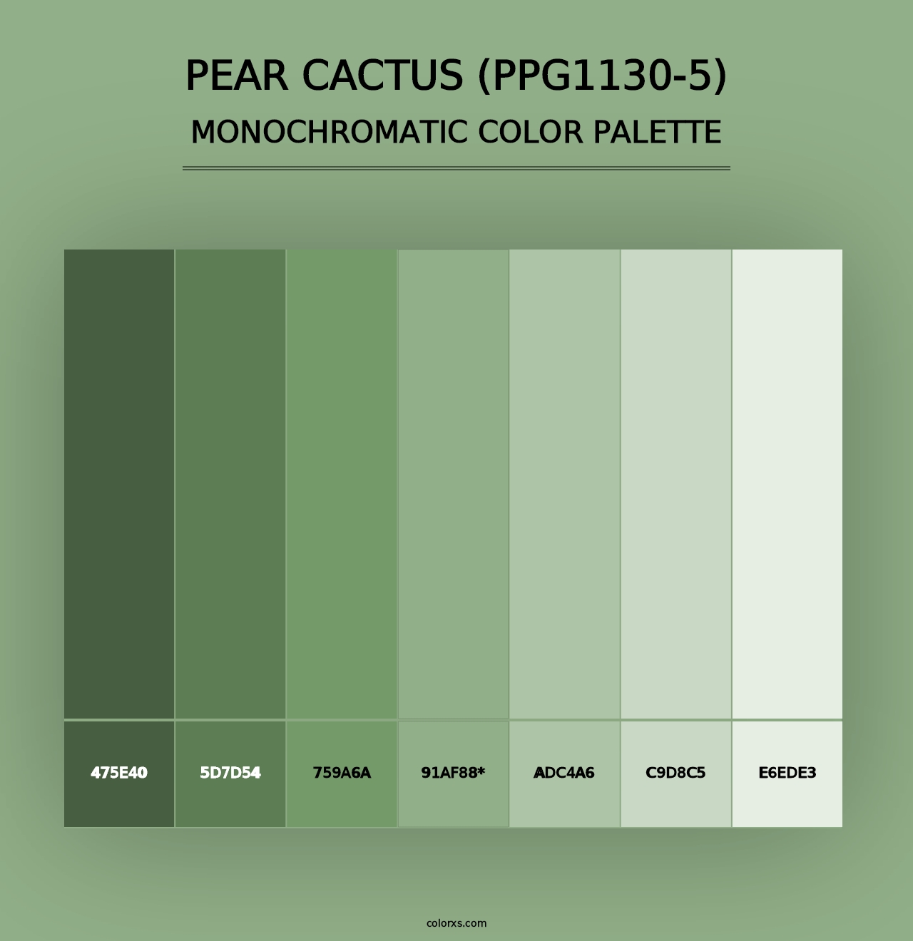 Pear Cactus (PPG1130-5) - Monochromatic Color Palette