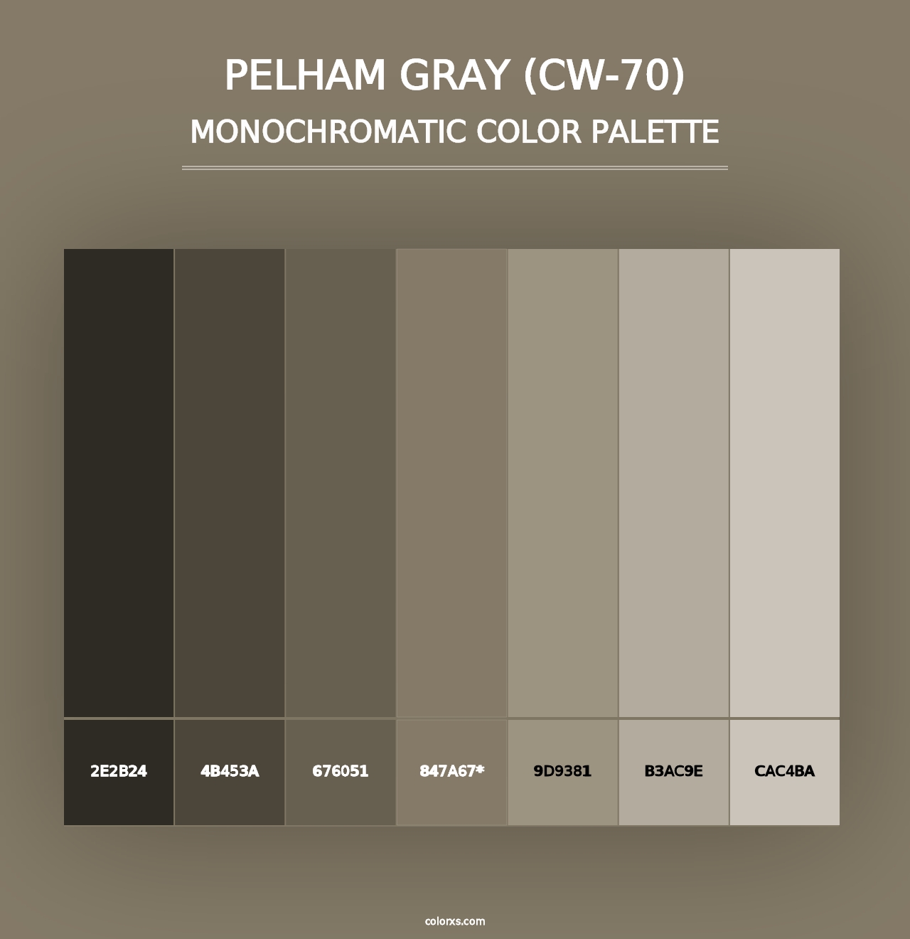 Pelham Gray (CW-70) - Monochromatic Color Palette