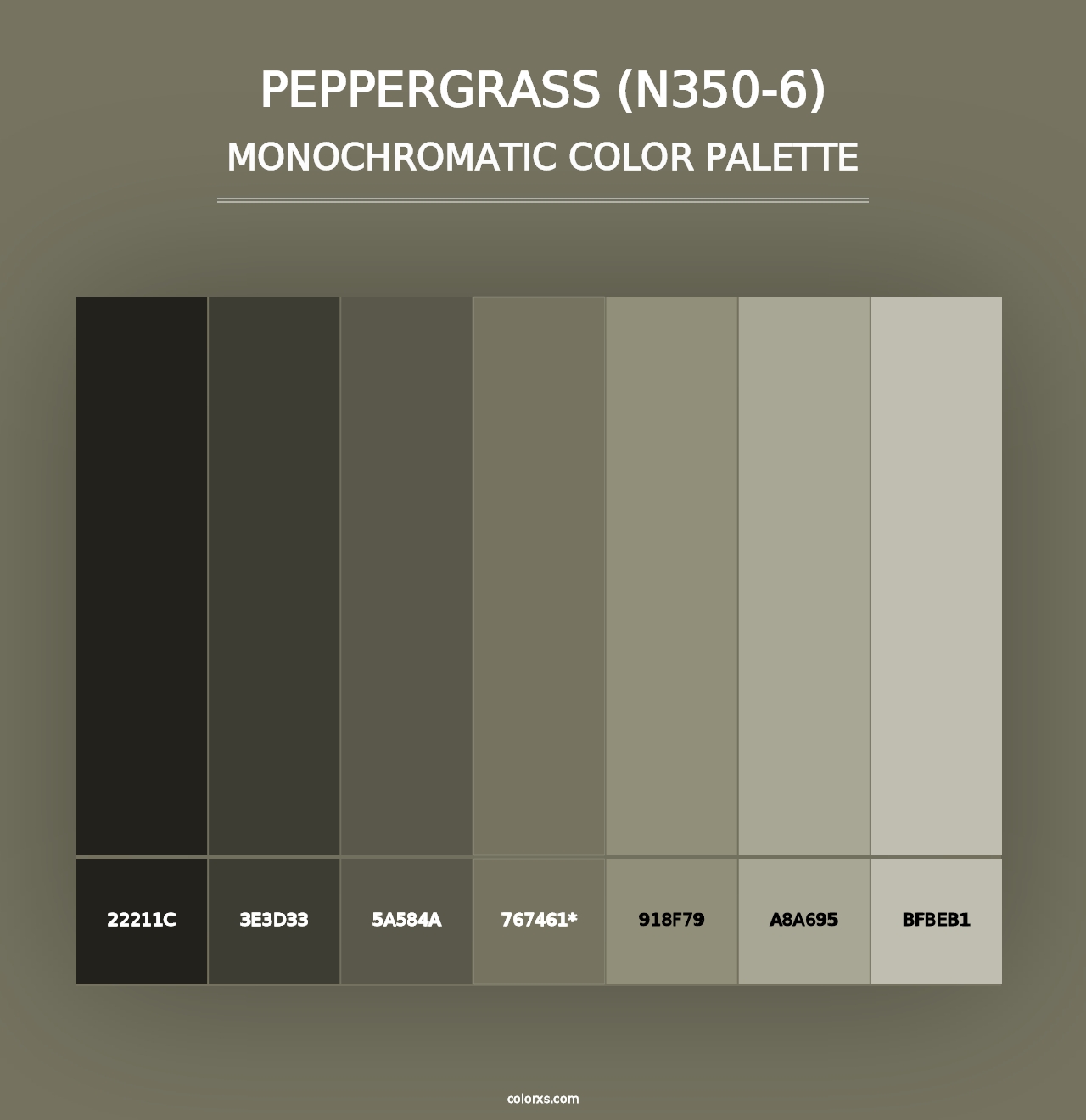 Peppergrass (N350-6) - Monochromatic Color Palette