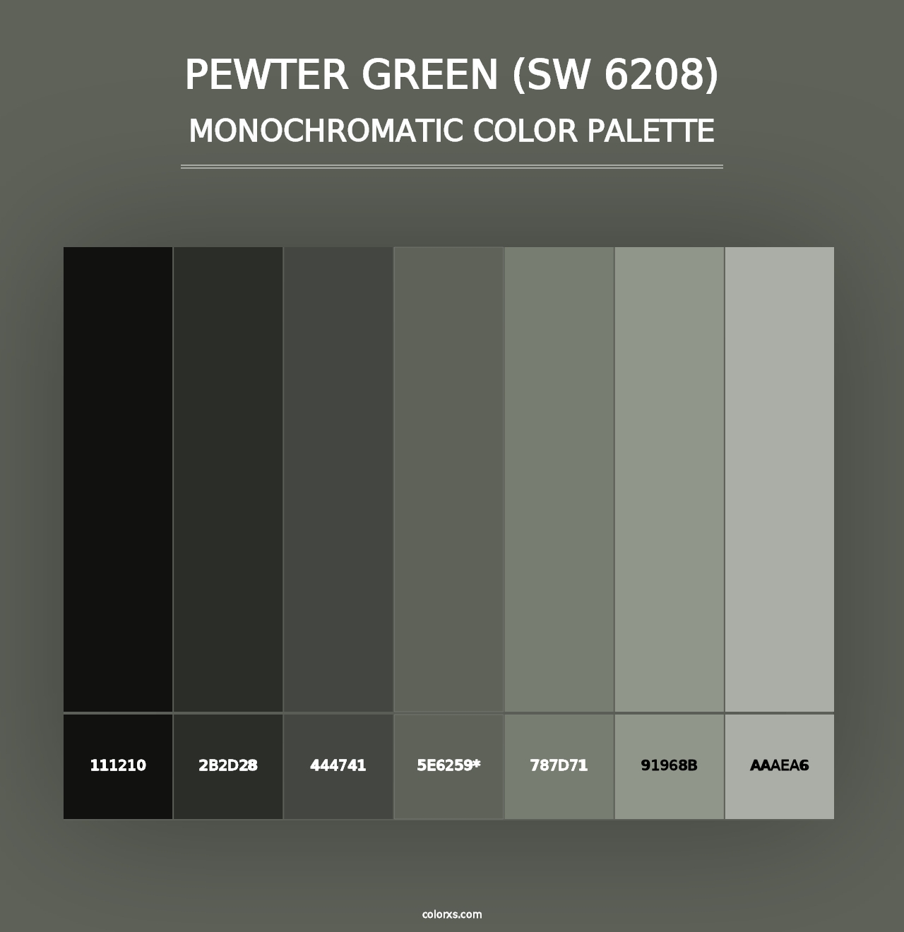 Pewter Green (SW 6208) - Monochromatic Color Palette