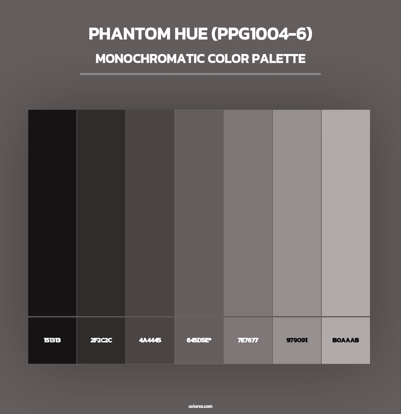 Phantom Hue (PPG1004-6) - Monochromatic Color Palette